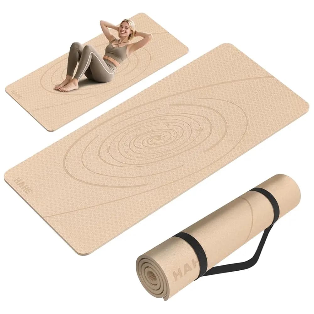 Tappetino Yoga Grande e Spesso, 76x32x0,31 Pollici, Tappetino per Esercizi in POE con Superficie Antiscivolo e Cinghia di Trasporto, Tappetino Antiusura per Allenamento e Yoga