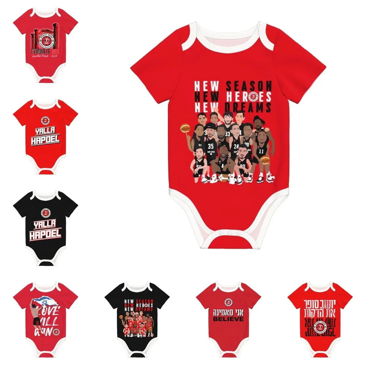 Hapoel Gerusalemme Basket Body per neonato Camicia unisex Tutina per neonato Ragazzo Ragazza Canottiera Completo Pagliaccetto per neonato