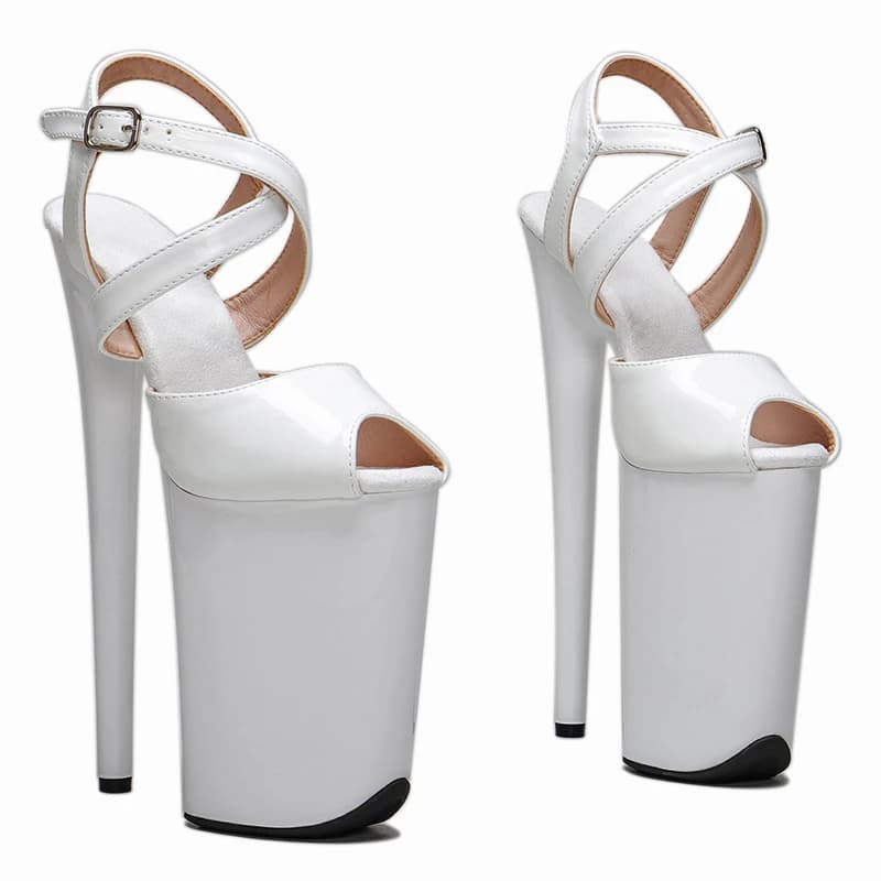 Leecabe 23CM/9 pollici brevetto PU scarpe con plateau superiore scarpe da ballo sexy sandali con tacco alto scarpe da pole dance