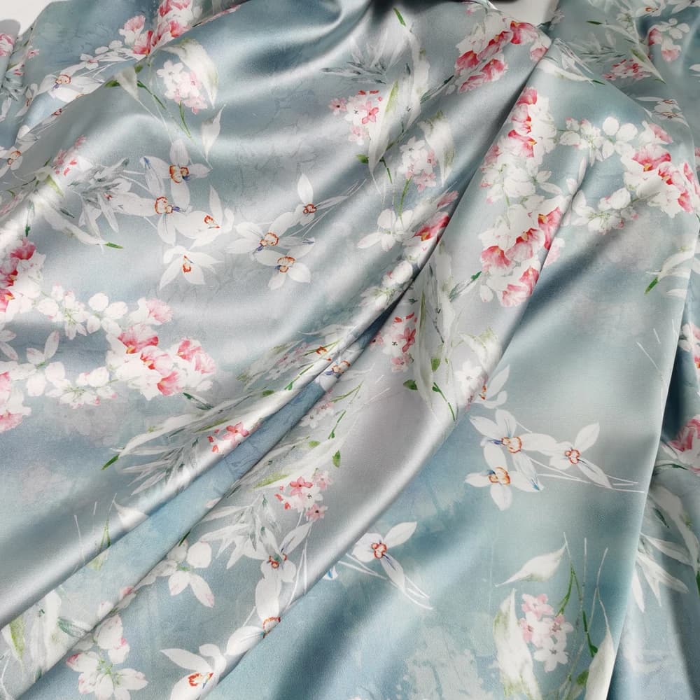 Tessuto Charmeuse in raso di poliestere leggermente elastico da 100 cm * 148 cm - Materiale per camicia da notte/pigiama, indumenti da casa e indumenti da notte leggeri