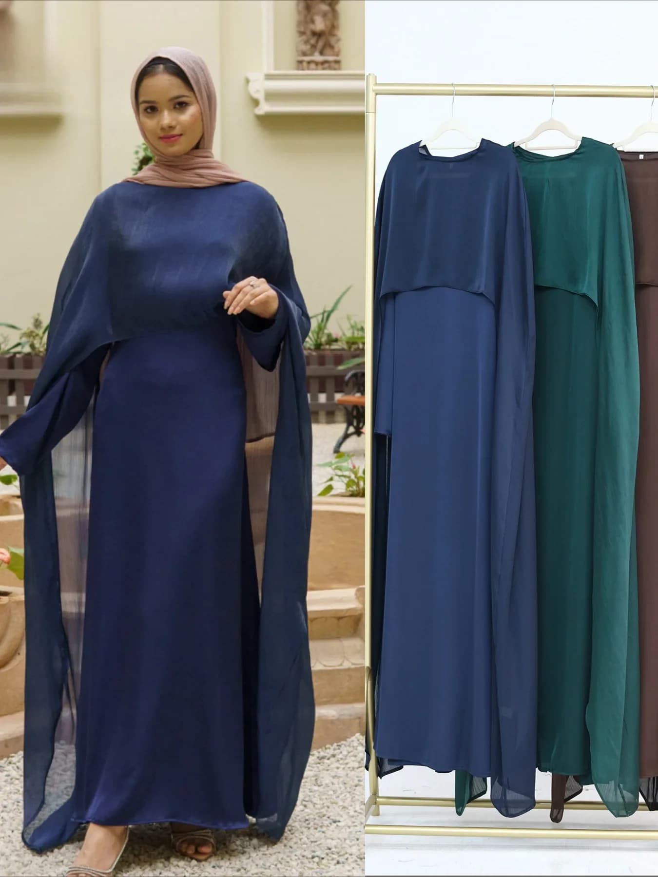 Abaya for women set of 2 pieces Muslim Eid Arabic dress along shawls Abaya dresses caftano Islam Jalabiya Ramadan Morocco Dubai clothes