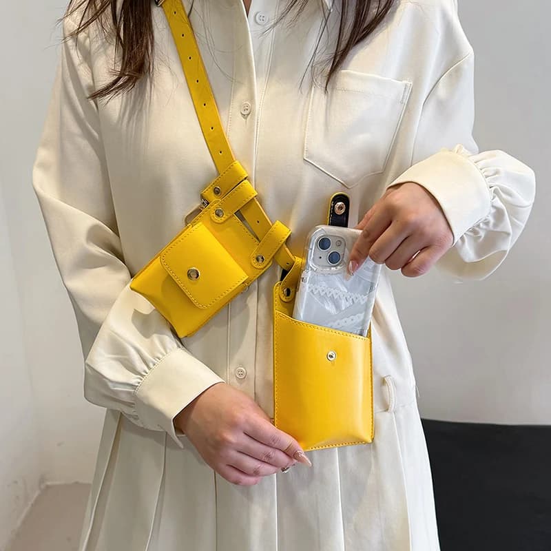 fashion Women Waist Bag Designer summer Belt bag Phone Pack Candy color PU Leather Shoulder Crossbody Chest Bags Lady Fanny Pack