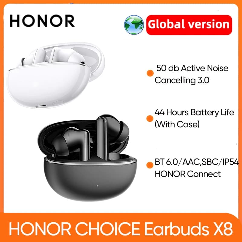 Original New HONOR CHOICE Earbuds X8 TWS Earbuds 50dB Active Noise Reduction 510 mAh Battery up to 44 hours of playback IP54