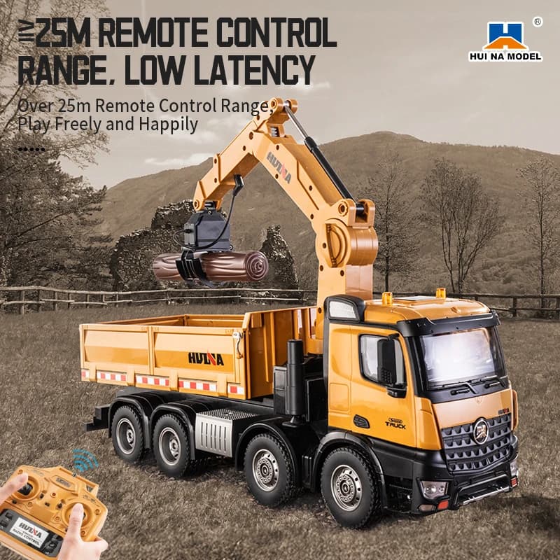 HUINA 1538 26CH RC Camion semi-lega 1/14 Telecomando con presa in legno Cassone ribaltabile Ingegneria Autocarro con cassone ribaltabile Modello di auto Giocattolo per bambini