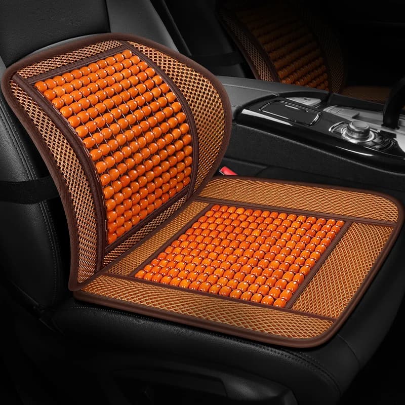 New Summer Car Seat Cushion Waist Support Ventilated Bamboo Wooden Bead Single Backrest for Comfortable Driving Experience