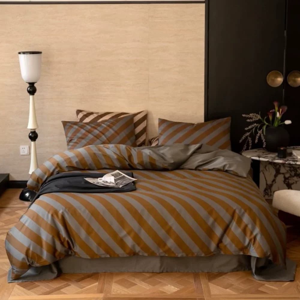 Set Letto Premium in Cotone Jacquard 100% Satinato a Fibra Lunga con Copripiumino, Lenzuolo con Angoli e Federe, Collezione di Biancheria da Letto di Lusso