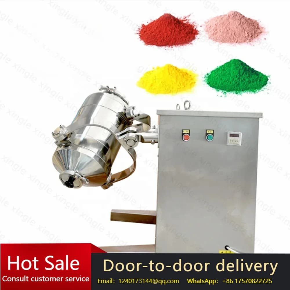 H-5L Food Protein Laundry Detergent Powder Mixing Machine, Automatic Dry Powder Rotary Drum Mixer Blender, Milk Powder 3D Mixer