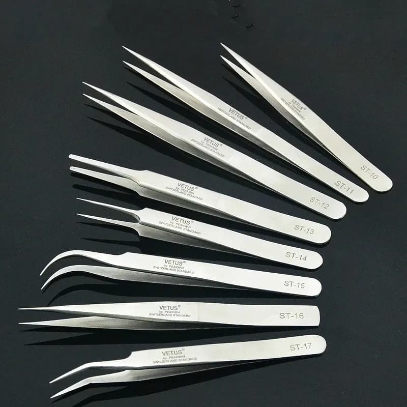 Pinzette per ciglia e nail art in acciaio inossidabile Applicatore professionale per gioielli curvi con punta a punta per decorazioni per unghie Ciglia finte