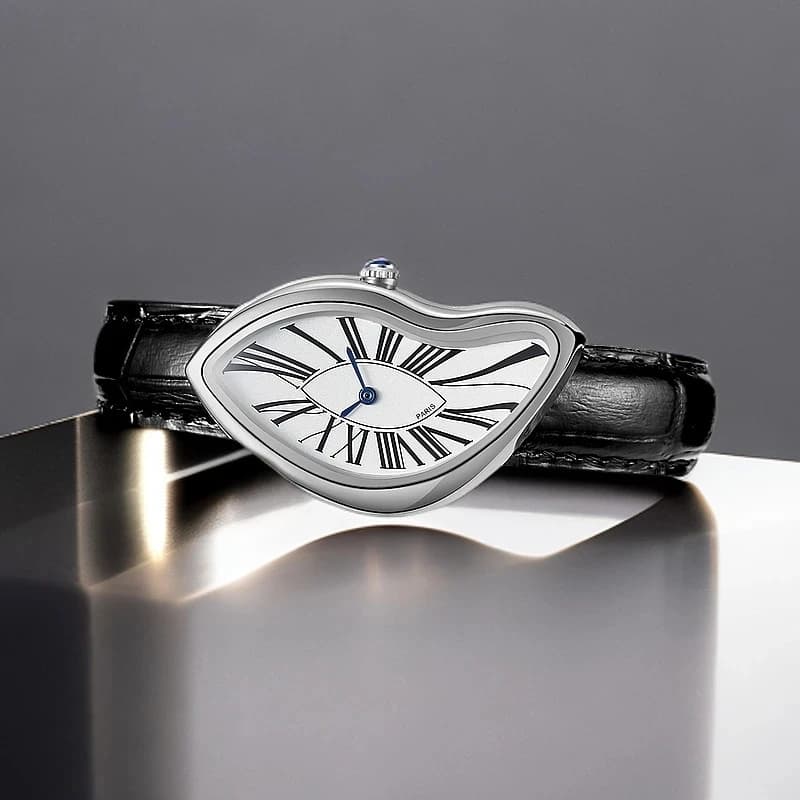 Orologio da uomo al quarzo di lusso Retro Contanti Creativo Fusione Orologio intrecciato Cassa irregolare da uomo in pelle Acciaio inossidabile da uomo Y2K