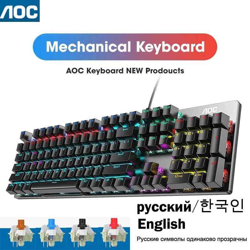 GK410 104 tasti tastiera meccanica con pannello metallico RGB verde chiaro asse tè nero esports tastiera per computer da gioco completa senza impatto