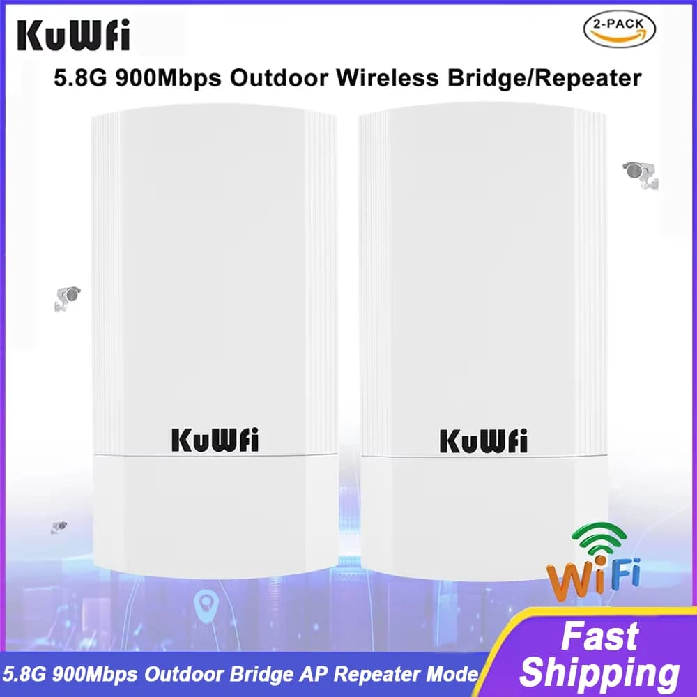 KuWFi 900Mbps Router CPE Wireless Esterno 5.8G Ripetitore Wireless/Router AP/Wifi Ponte CPE Punto a Punto 1-3KM Copertura Wifi