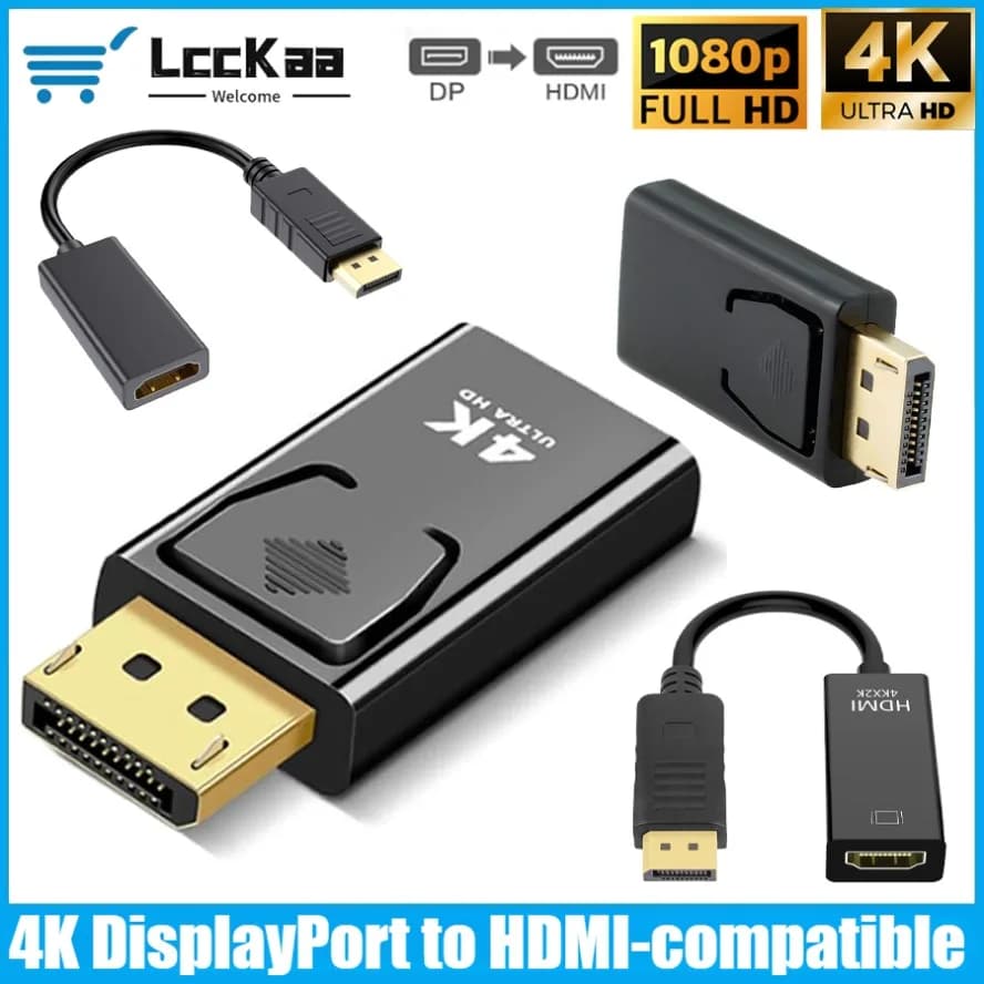 Adattatore convertitore compatibile da DisplayPort a HDMI 4K Display Port maschio DP a femmina Adattatore cavo TV HD Audio Video per TV PC