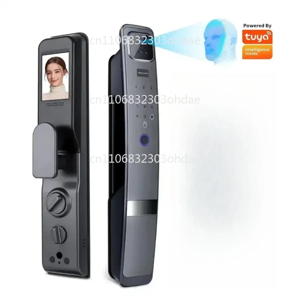 Schermo con impronta digitale Smart Door Camera Lock 2025 Riconoscimento facciale 3D per telecamera elettronica Tuya APP