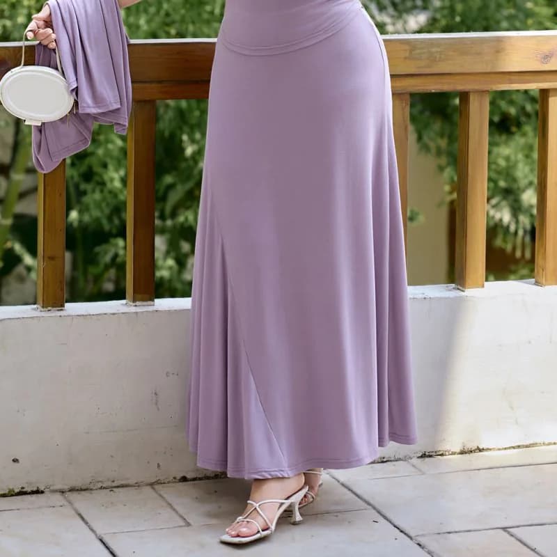 Gonna da donna taglie forti Gonna lunga a coda di pesce a trapezio in modale sottile alla moda premium con effetto drappeggiato
