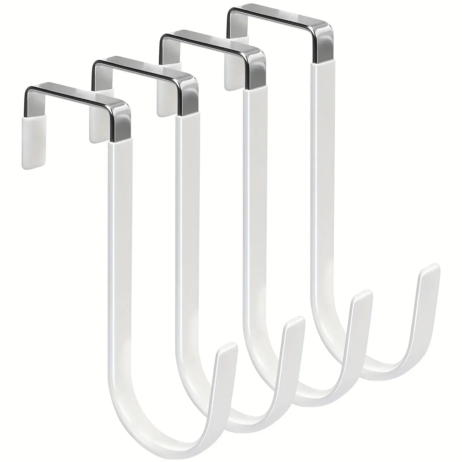 4pcs Door Hangers Hooks With Rubber Prevent Scratches Heavy Duty Organizer Hooks For Living Room, Bathroom, Bedroom,