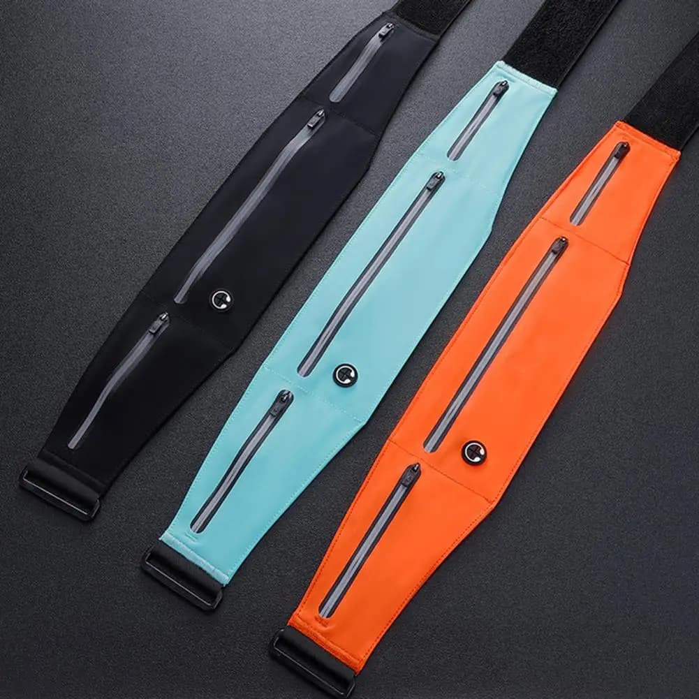 Reflective Waist Zipper 3 Pockets Running Belt Sports Waist Support for Phone Fitness Waist Bags