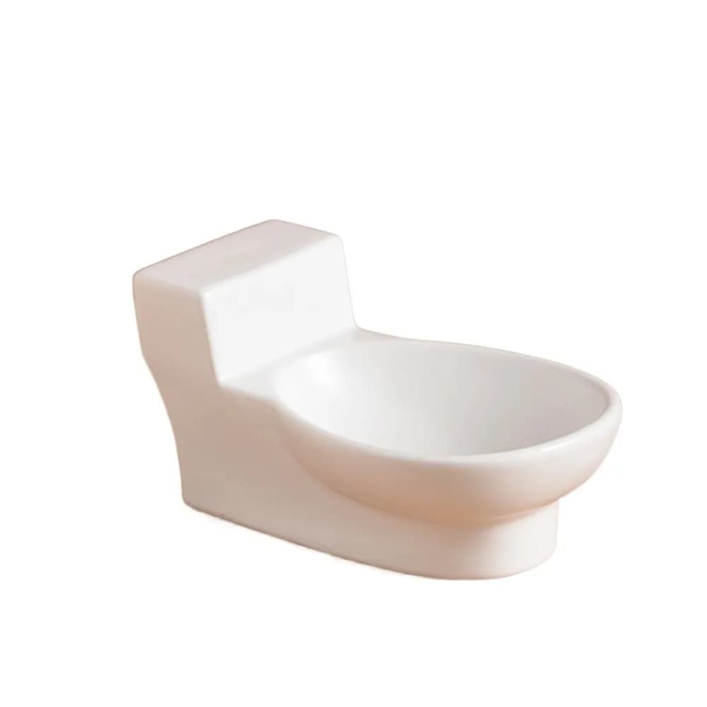 Ciotola per Gatti in Ceramica a Forma di Toilette, Protegge la Colonna Cervicale, Contenitore per Cibo di Grado Alimentare, Antiscivolo e Divertente