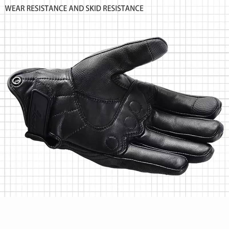 Motorcycle Four Season Gloves Full Finger Hand Protection Screen-Touch Glove Goat-skin Leather Motor Riders Cycling Gloves