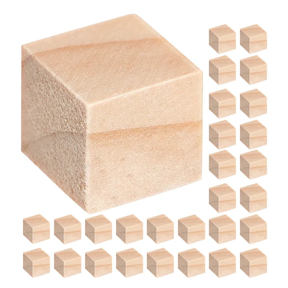 200 Pezzi Blocchi di Legno Quadrati in Pino Naturale Non Trattato per Progetti Artigianali, Apprendimento Spaziale per Bambini, Decorazione Casa