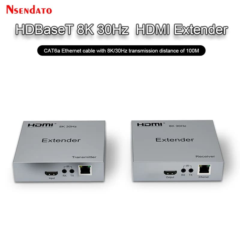Extender HDMI HDBaseT 8K 30Hz 100M su Cat6/6a, Extender HDBaseT 4K 120Hz, Trasmettitore e Ricevitore Video HDMI per PC e TV