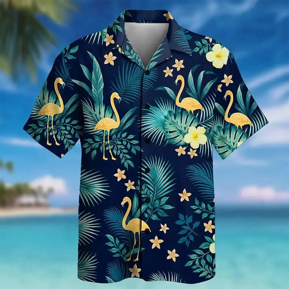 Camicia hawaiana estiva da uomo con stampa 3D di fiori tropicali, camicia a maniche corte con bottoni, camicia da spiaggia con risvolto, camicia da vacanza, blusa da uomo