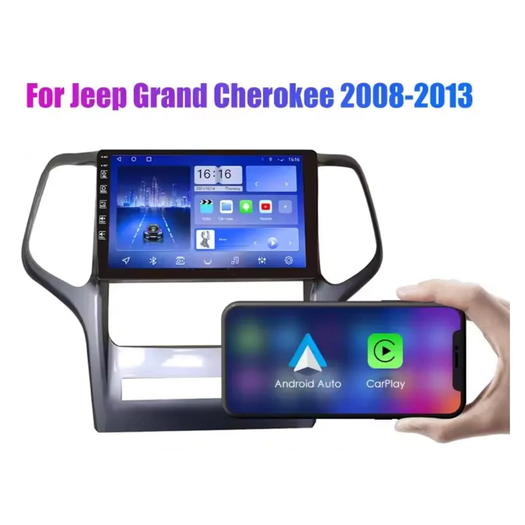 Autoradio da 9 pollici per Jeep Grand Cherokee 2008-2013 2Din Android 13 Octa Core Car Stereo DVD Lettore di navigazione GPS Schermo QLED