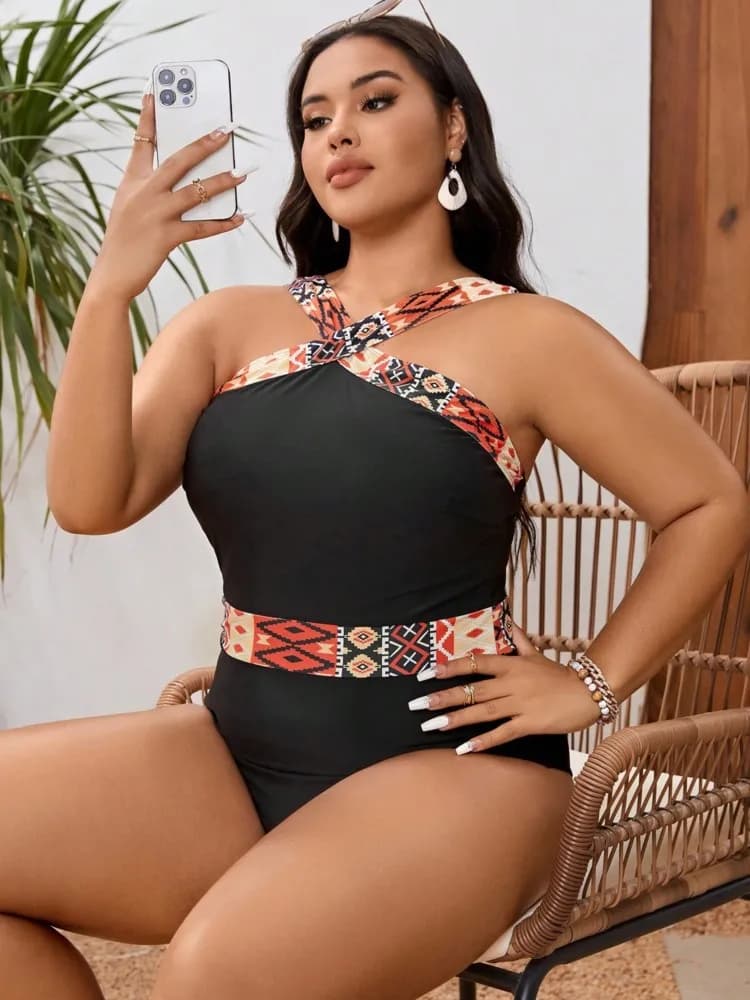L-4XL Plus Size Women's High Waist Push Up Swimwear Large Swimwear Summer Mujer Swimwear bikini with large belly control