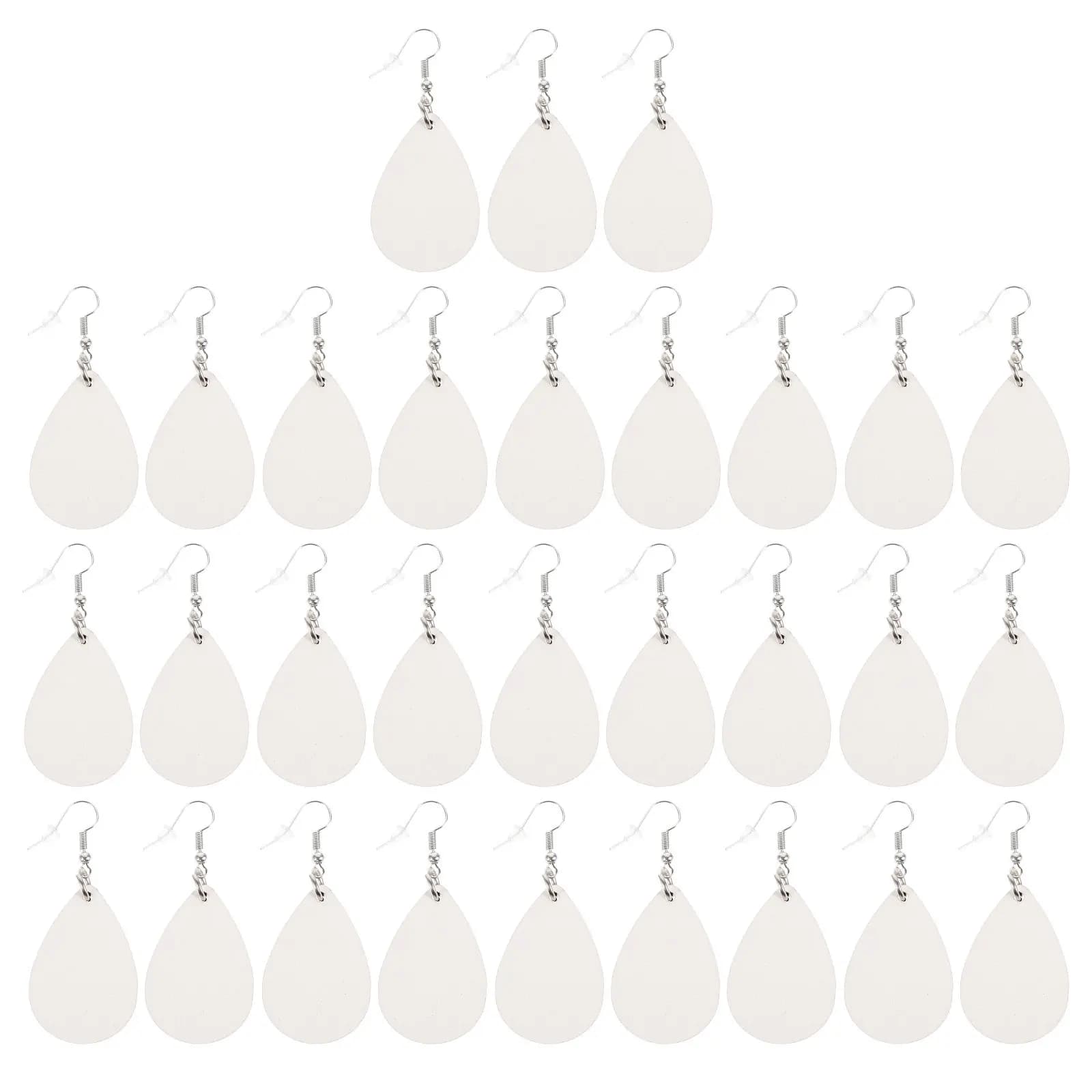 30Pcs Sublimation Earrings Blank Teardrop Pendants Medium Density Fiberboard Heat Press Friendly DIY Craft Jewelry Making Kit