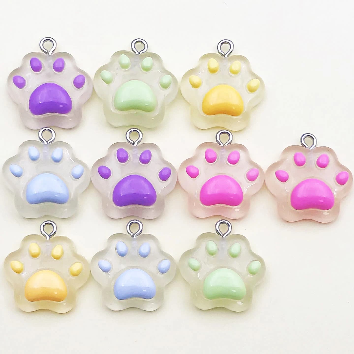 6/10Pcs Jelly Color Cat Claw Resin Charm Cute Pendant for DIY Accessories For Making Jewelry Necklace Bracelet Earrings Keychain