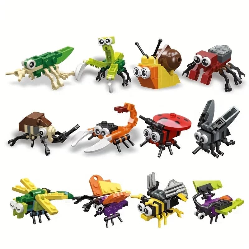 Ottieni i tuoi piccoli blocchi da costruzione per feste di insetti, modello di animale carino, regalo di Natale/compleanno, mattoni educativi