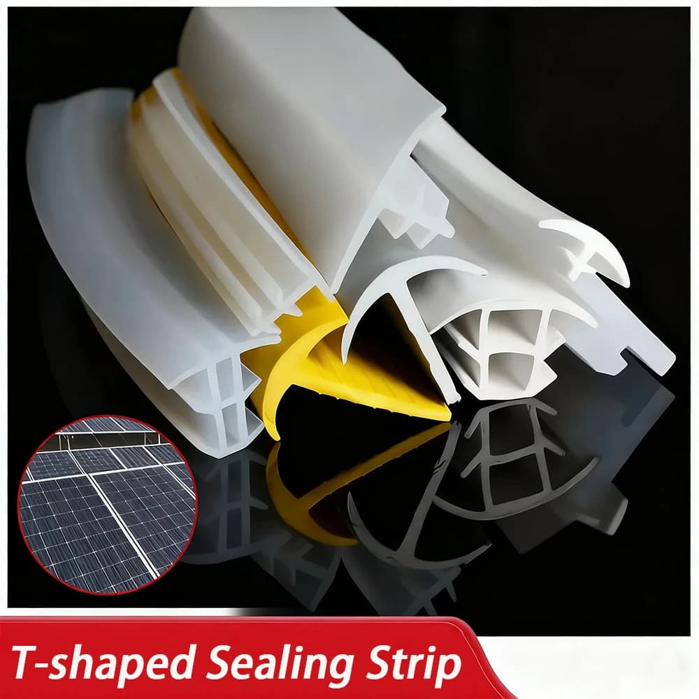 1M T-Shape Silicone Rubber Gap Sealing Strip Ditch Cover Decor Strips Sunroom Solar Panel Universal Door Window Weatherstrip