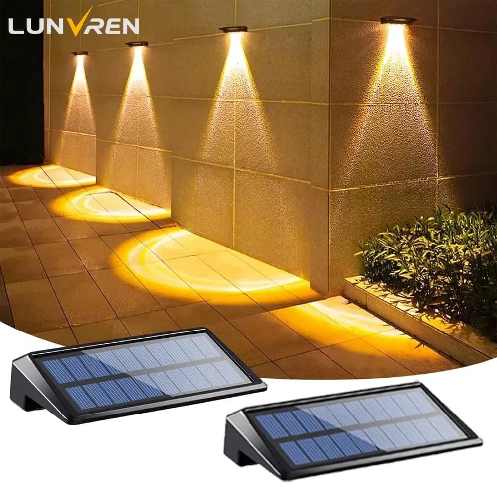Pack of 2 Solar Wall Lights 4 LED Solar Fence Lights Waterproof Solar Bridge Lights For Outdoor Wall Lights For Backyard Post Fence