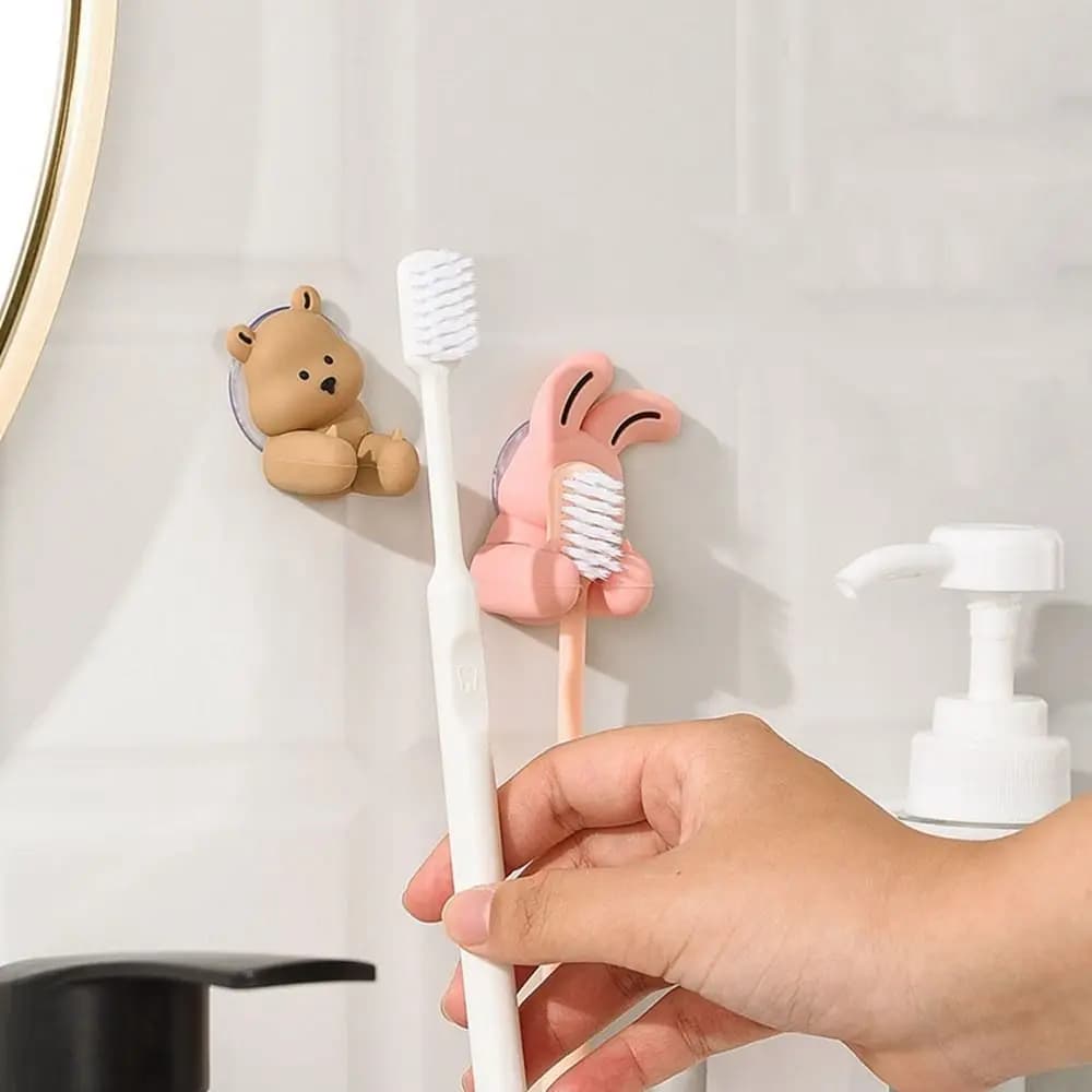 Porta spazzolino in silicone coniglietto Portaoggetti per filo per rasoio a parete con ventosa Portaoggetti per articoli vari per la casa