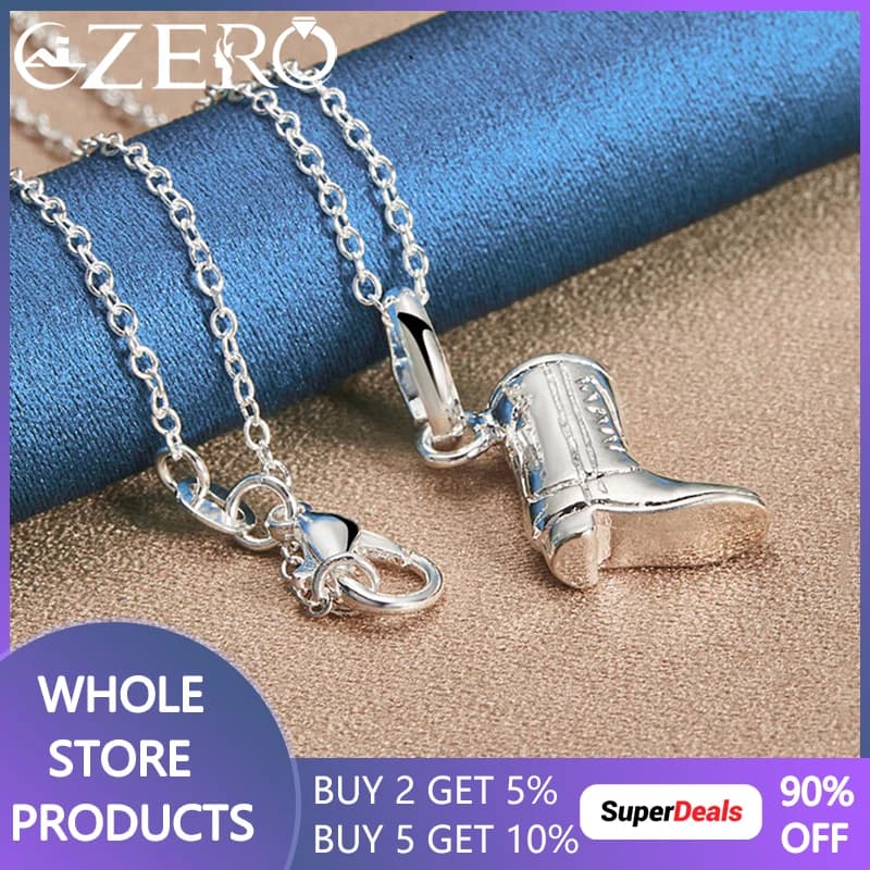 ALIZERO 925 Sterling Silver 40-75cm catena scarpe da Cowboy stivali collana con ciondolo per donna uomo festa di nozze gioielli di moda regalo