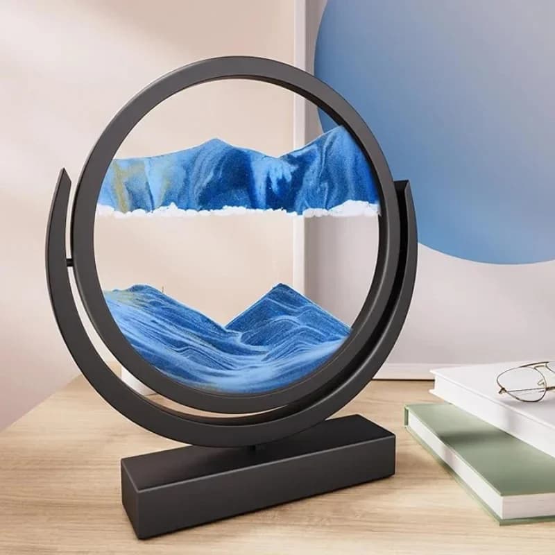 Rotabile 3D Paesaggio di sabbia in movimento Sabbia Immagine artistica Vetro rotondo Clessidra del mare profondo Sabbie mobili che scorre Pittura con sabbia Decorazioni per la casa Regali