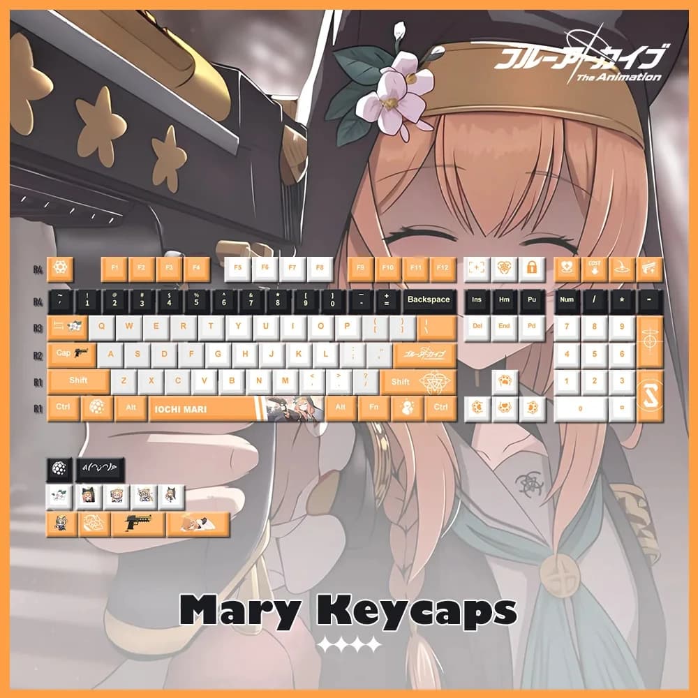 Blue Archive Orange Keycaps PBT Keycaps Tastiera meccanica Personalizzazione del gioco