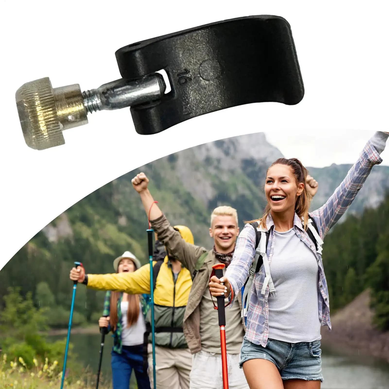 Parts for Trekking Sticks: Replacement Block for Outdoor Trekking Stick, Easy Installation, Fixing Clamp with Dice and Screws for Climbing Sticks