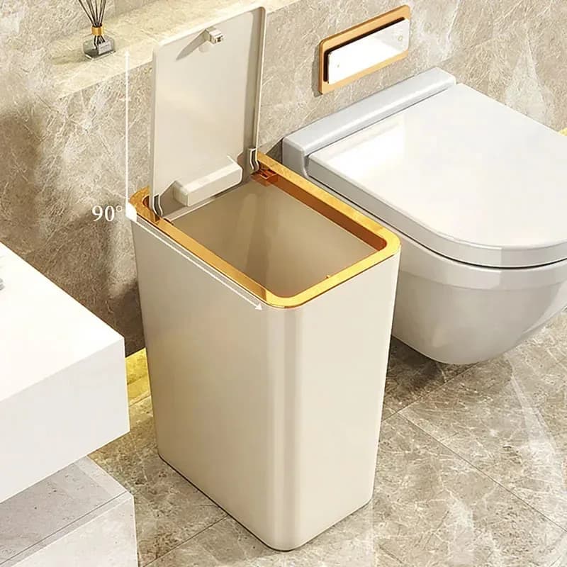 10L Bathroom & Kitchen Odor-Proof Trash Can with One-Touch Opening Modern Design Durable Plastic Space-Saving Leakproof Bin
