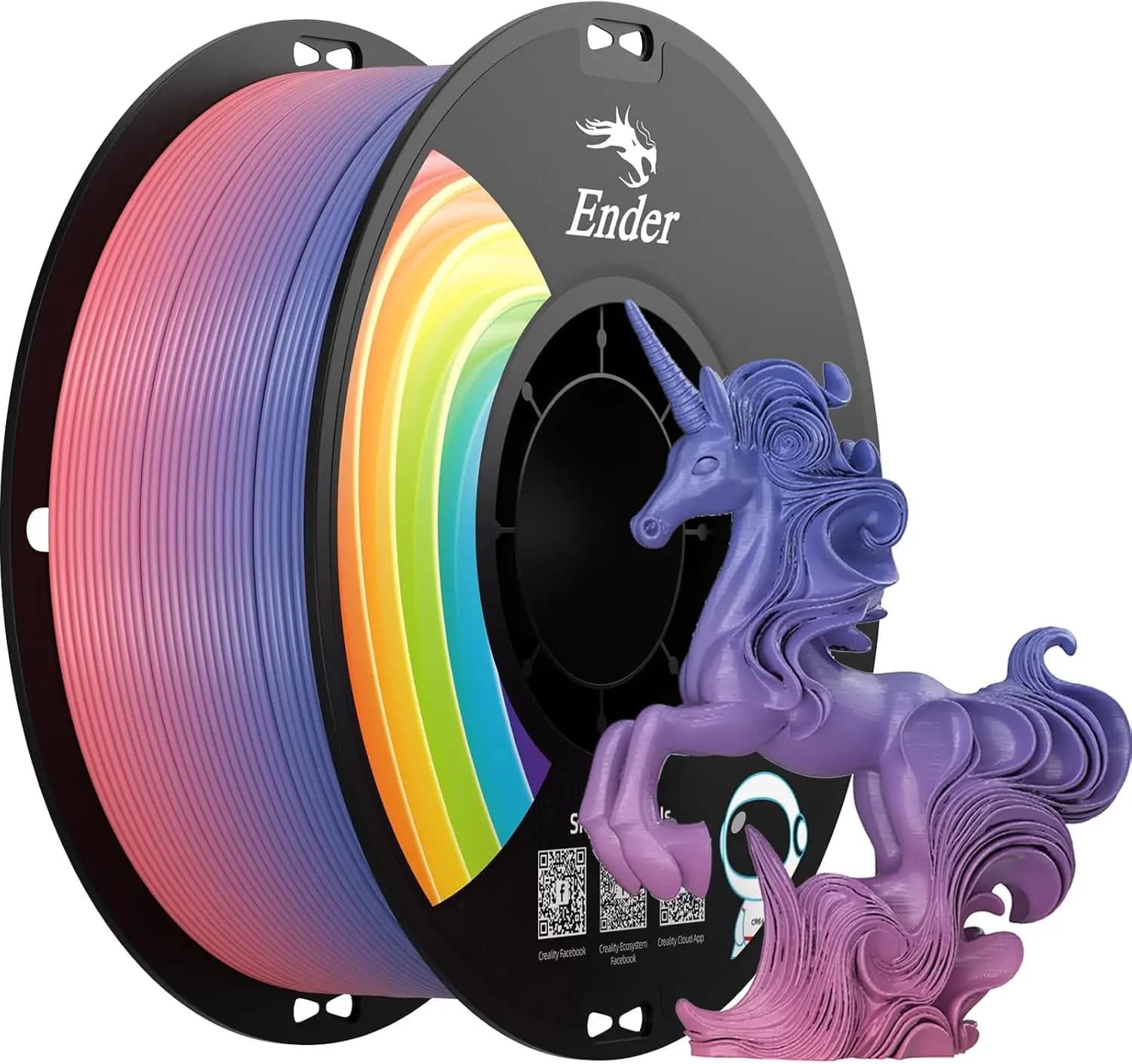 Filament PLA+ Rainbow for 3D Printer 1.75mm, High Grovile Resistance, Vacuum Packing, Compatible with Most Printers, 1kg Coil