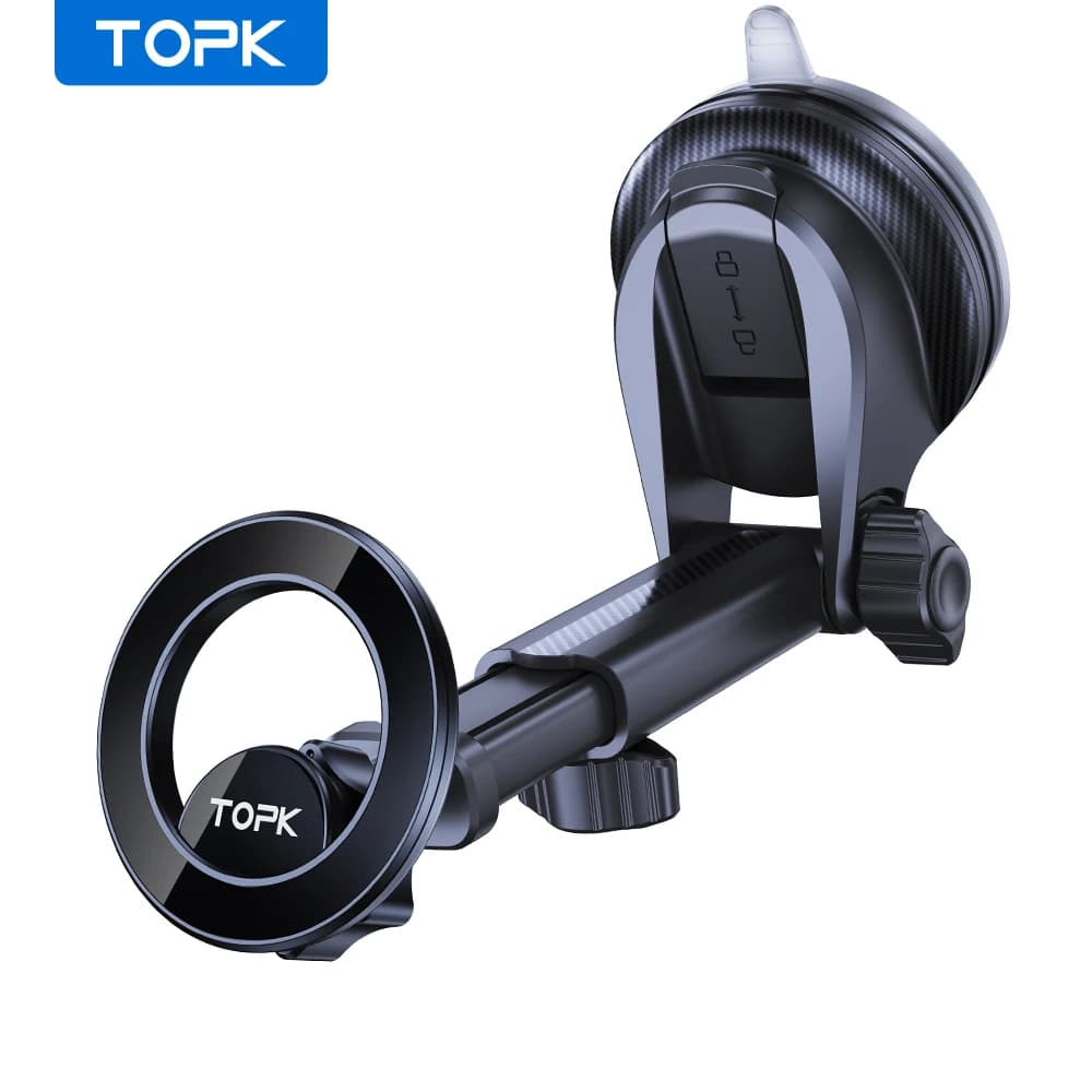 TOPK for car phone support MagSafe Car phone support for magnetic car for dashboard with retractable arm for car for Magsafe and all phones