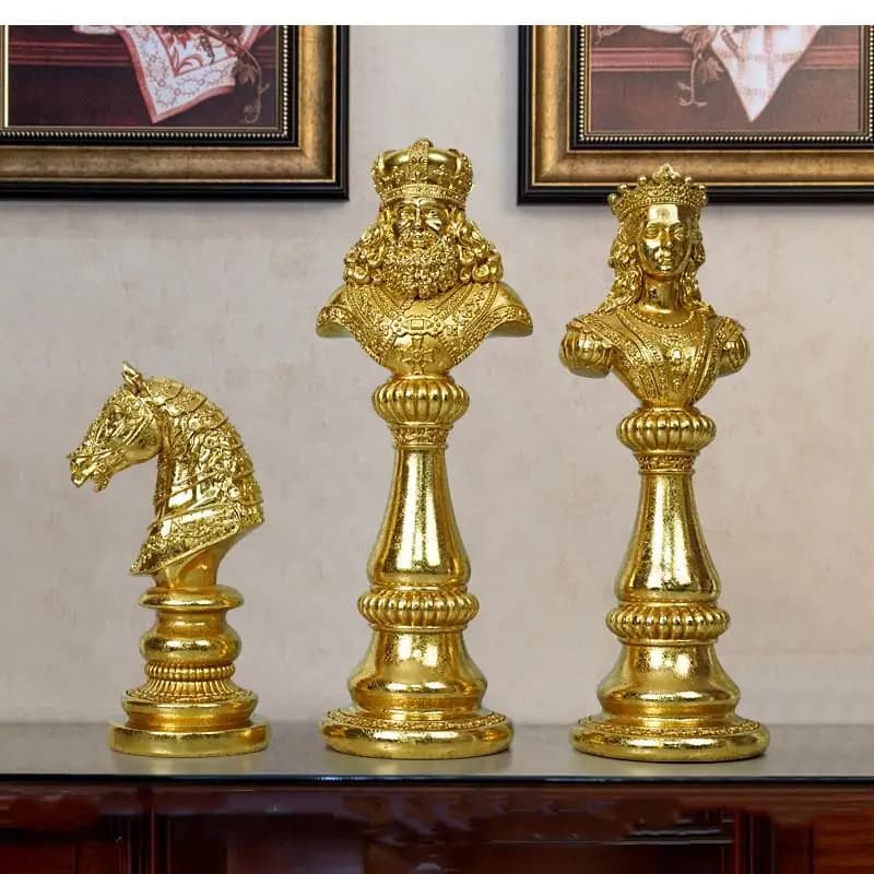 Scacchi in resina, figurine, re e regine, ufficio, soggiorno, accessori per la decorazione di interni della casa, ciascuno set di 3 pezzi