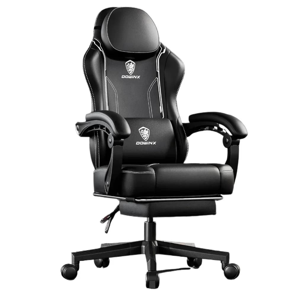 %una sedia da gioco con cuscino a molle insacchettate e supporto lombare per massaggi, sedia da gioco in pelle con schienale alto per giochi in ufficio 300 libbre, B