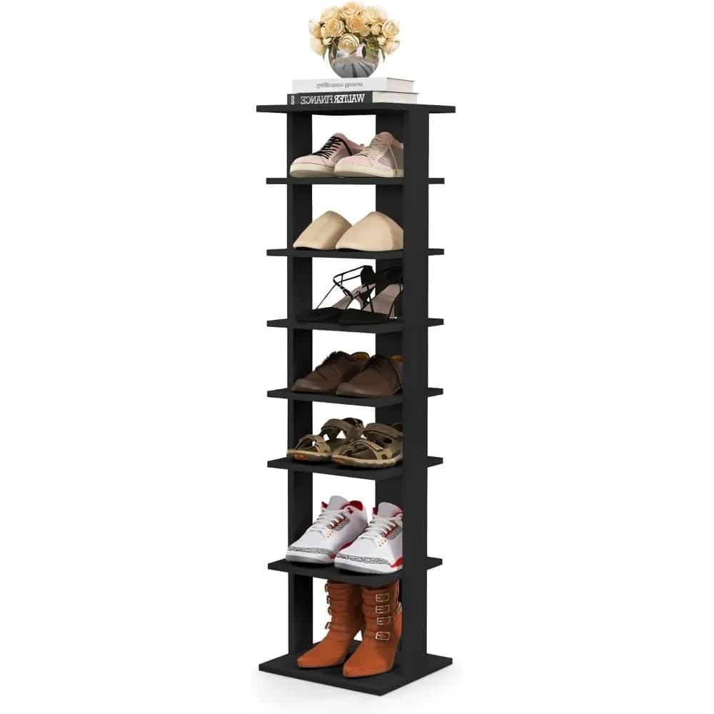 8 Level Vertical Shoe, Organizer Space Saving for Shoes with Removable Shelves for Boots