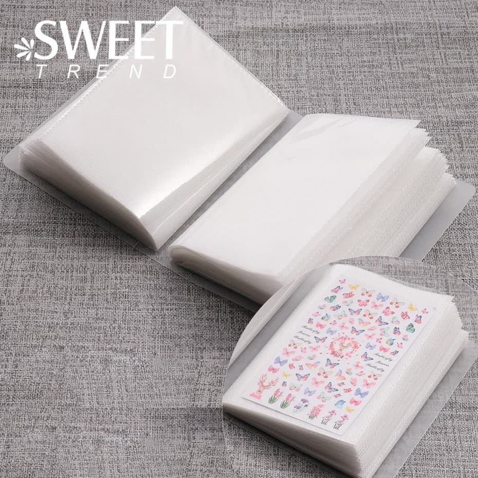 Libro Porta Adesivi per Unghie con 100 Scomparti, Libro Vuoto per Collezionare Decalcomanie, Organizzatore Espositivo, Strumento per Manicure