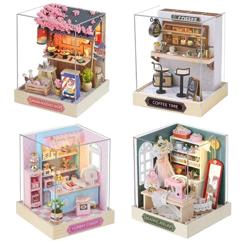DIY Miniature Doll House Wooden 3D Puzzle Dollhouse Assembly Building Model Kit Toys Home With Furniture For Xmas Birthday Gifts