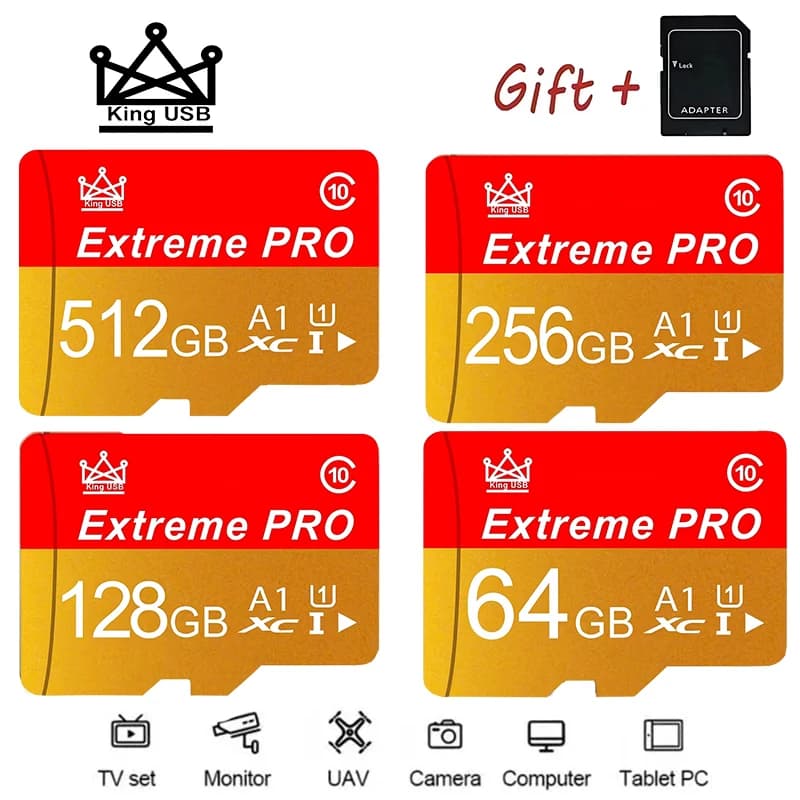 512GB Micro SD Card Performance Grade Data Storage Smart Device SDXC Flash Memory A1 U3 4K High-Speed for Smartphone Tablet PC -