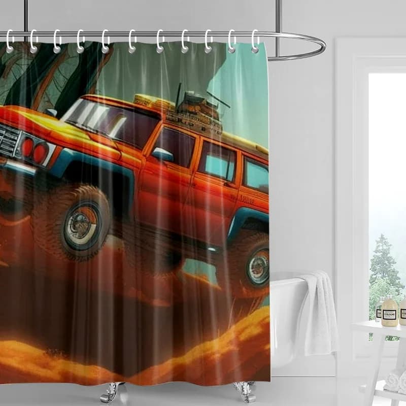 Tenda da doccia modello auto Tenda divisoria da bagno impermeabile Ganci per tende da doccia da bagno 90x180 cm 180x200 cm