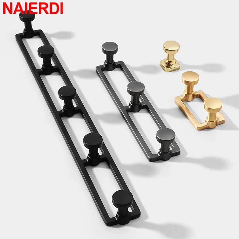 NAIERDI Hanging on Wall Hook Single in Zinc Alloy 5 Double Clothes Hanging Dresses Hat Key Hooks for Wall Furniture Hardware