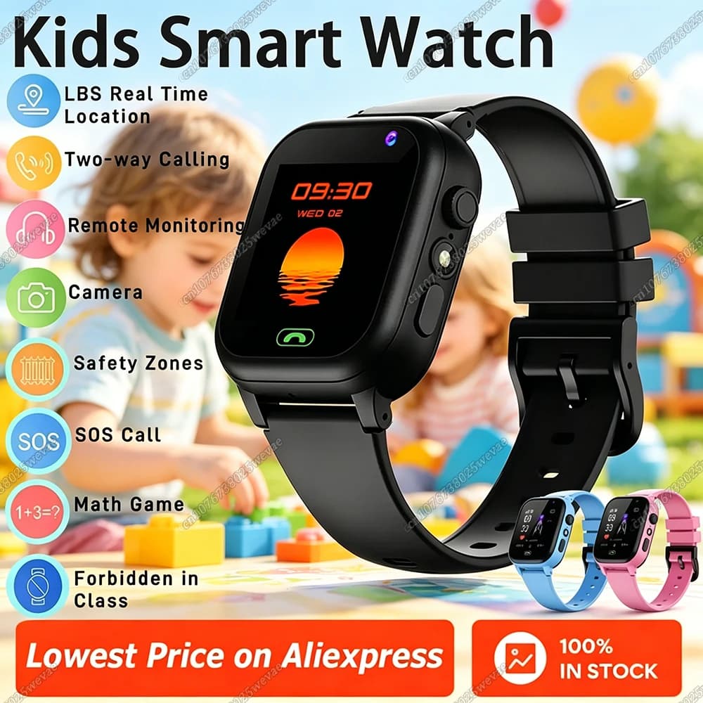Nuovo Smartwatch per Bambini 2026 con GPS 4G, Videochiamata, SOS, Fotocamera, Impermeabile, con Scheda SIM - Modello HW12 per Ragazzi e Ragazze
