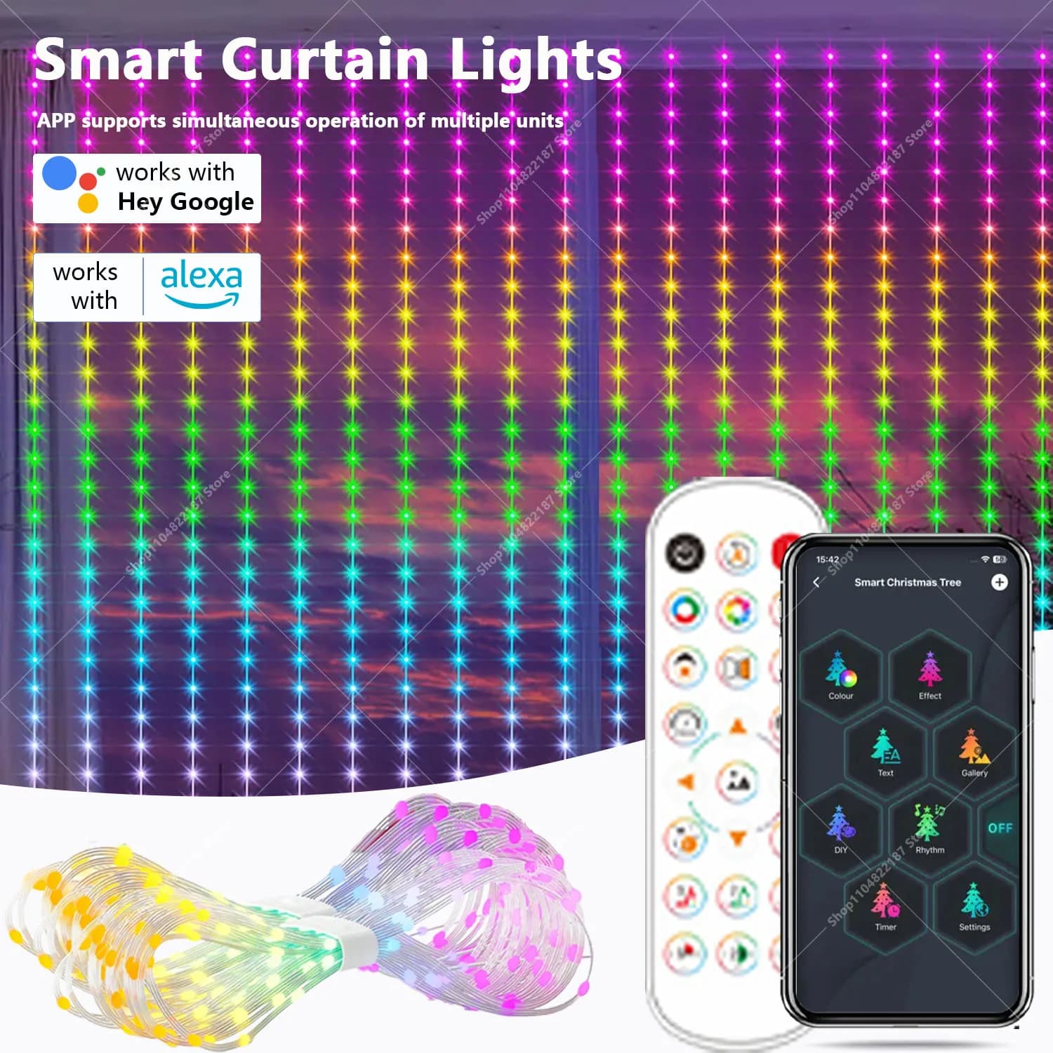 LED Smart Curtain Lights, 400 LEDs, App-Controlled, RGB IC with Music Sync, Ideal for Christmas Bedroom Window Decorations